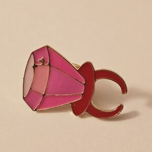 Pink and Red Gem Enamel Ring Pin